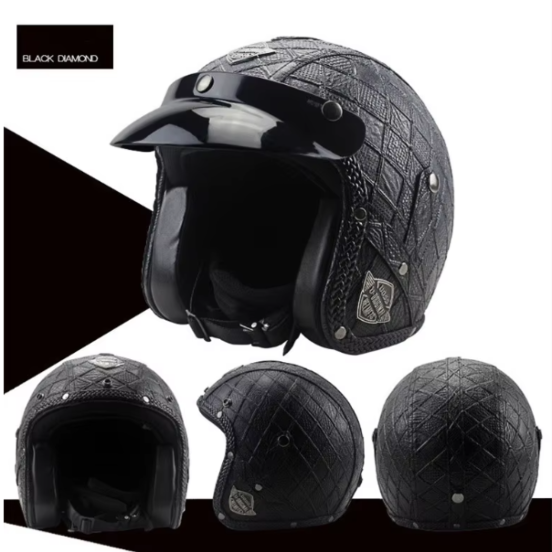 Casco Abierto de Cuero Vintage Premium - Aprobado por DOT y ECE - Meowbutter
