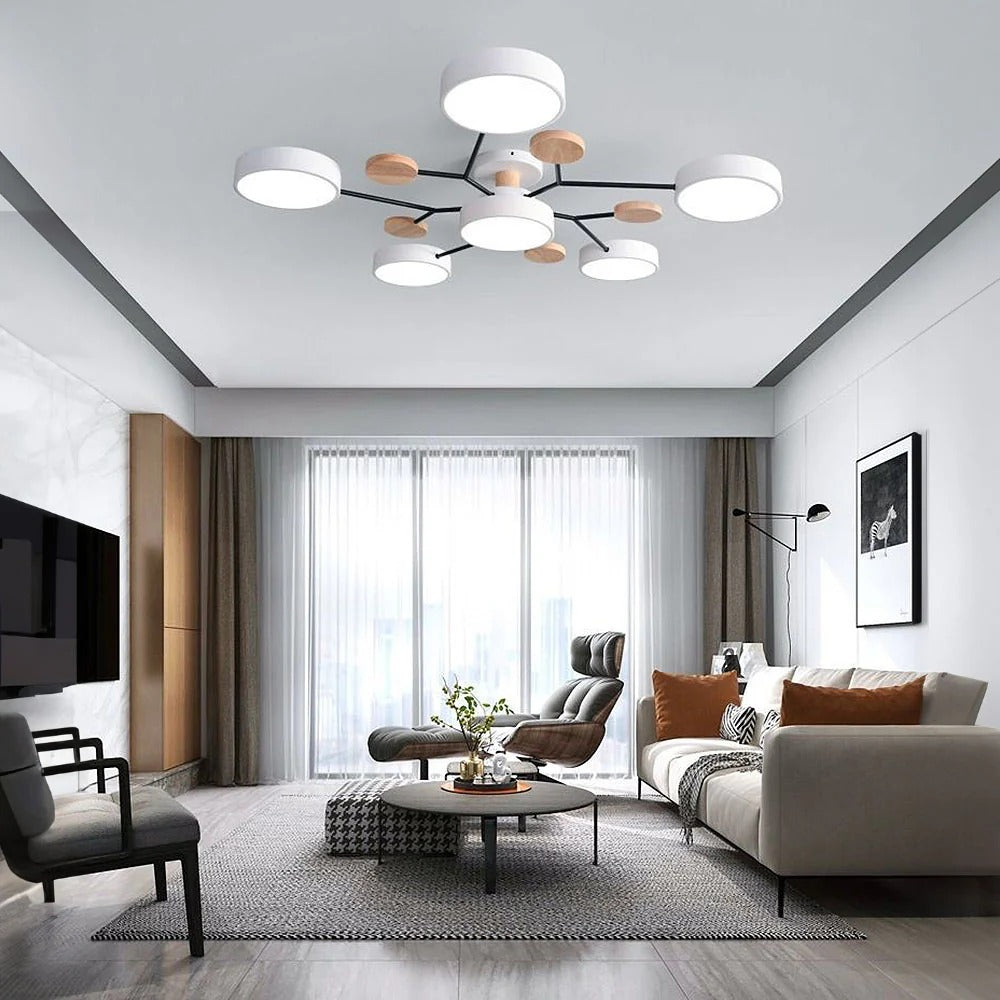 Moderne LED-loftslampe - cirkulært halvrundt design