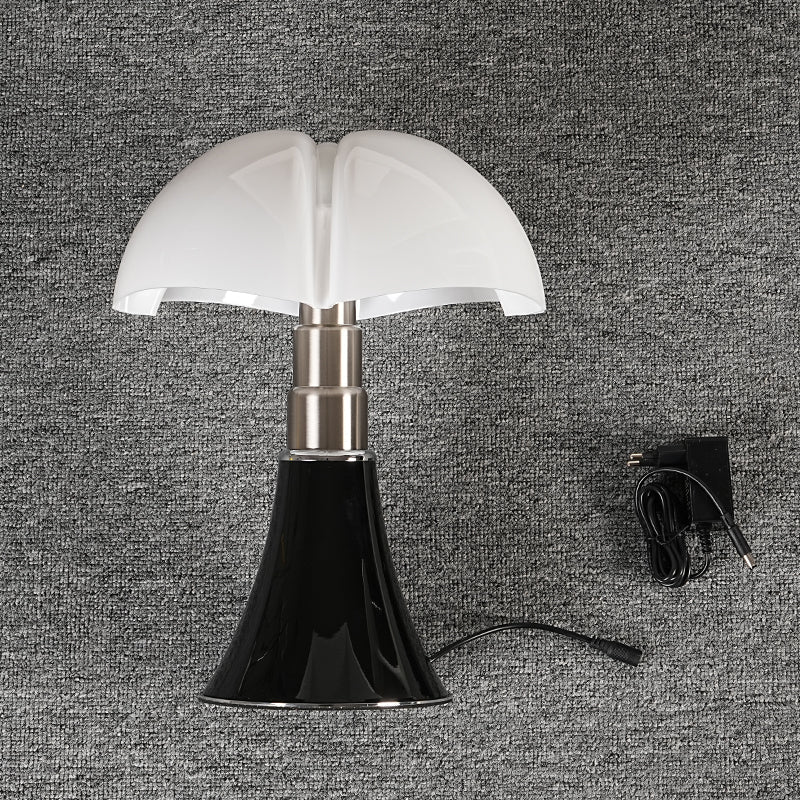 Lampada da tavolo a fungo rétro moderna — LED integrato, finitura lucida