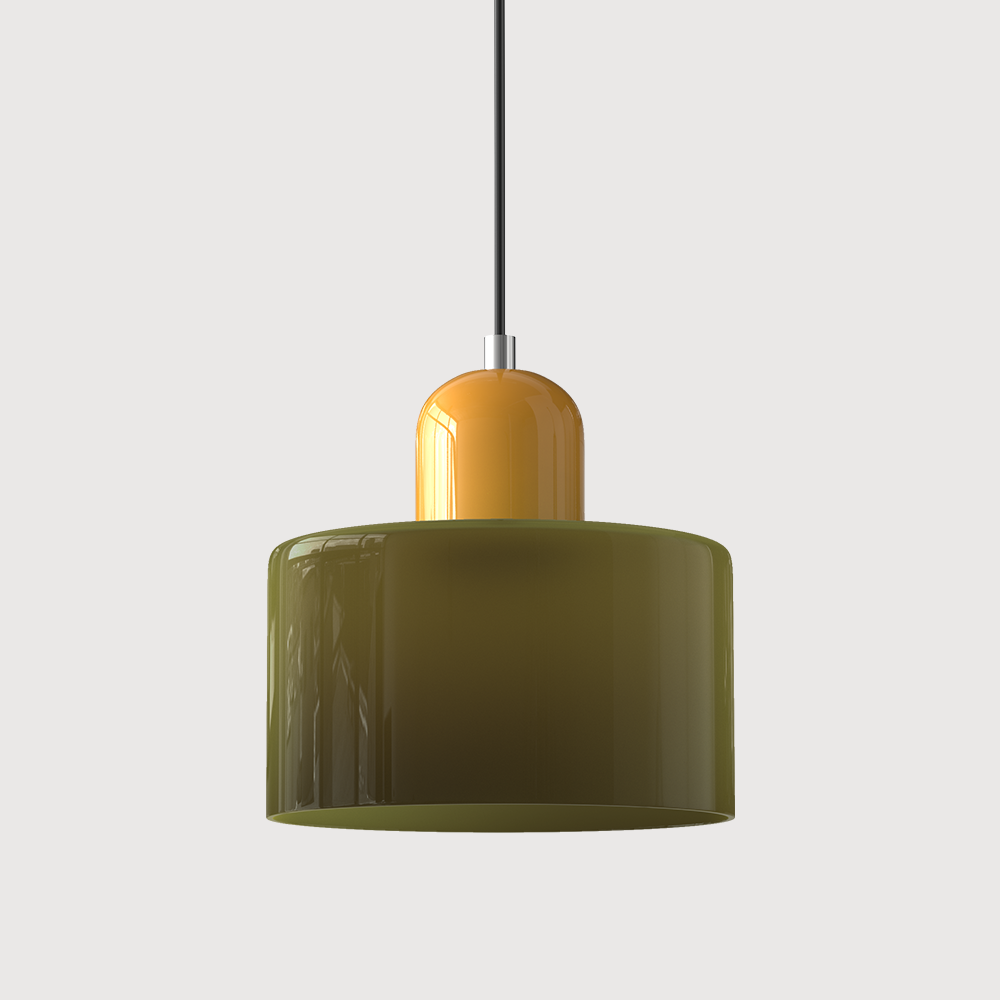 Bauhaus Glass Pendant Light — Vibrant Modernist Colored Shade