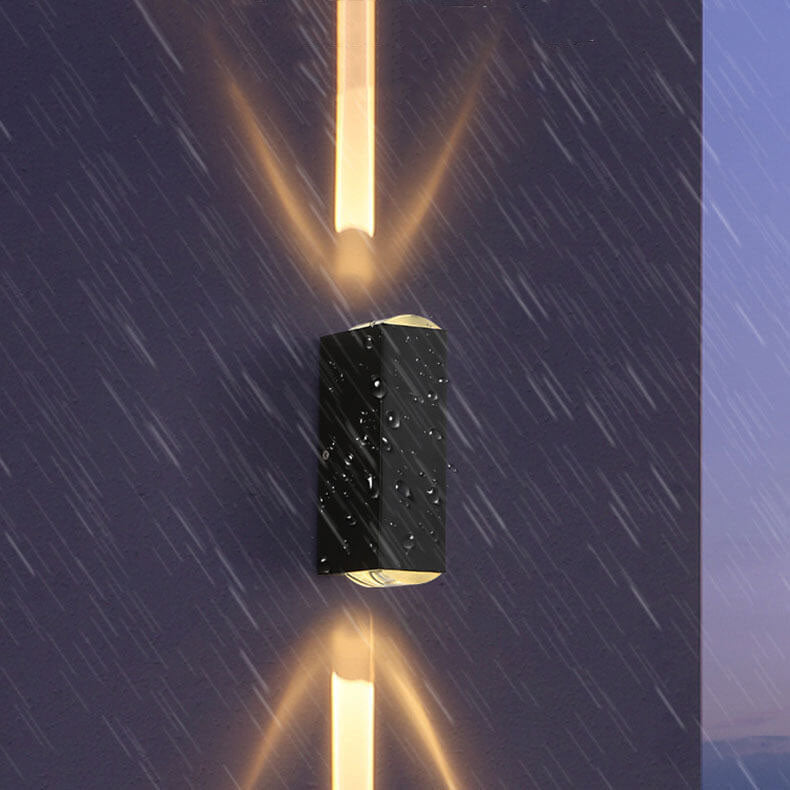 Rechteckige wasserdichte LED-Wandleuchte – schwarze Außenleuchte aus massivem Aluminium