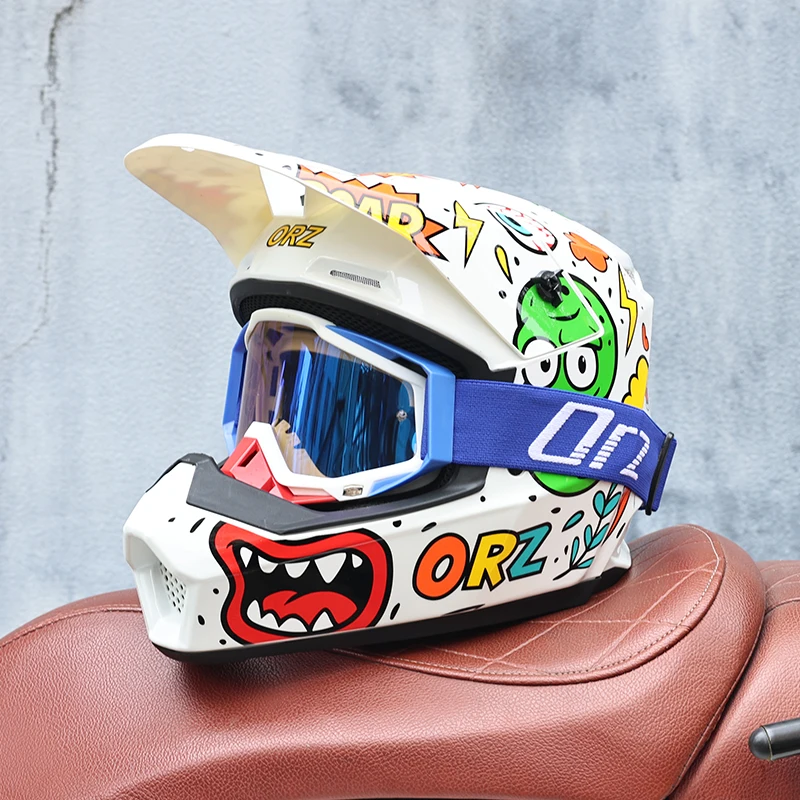 Casque intégral tout-terrain ORZ Motocross - Meowbutter