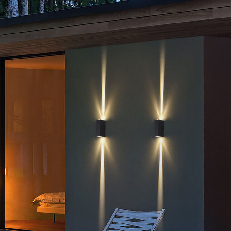 Rechteckige wasserdichte LED-Wandleuchte – schwarze Außenleuchte aus massivem Aluminium