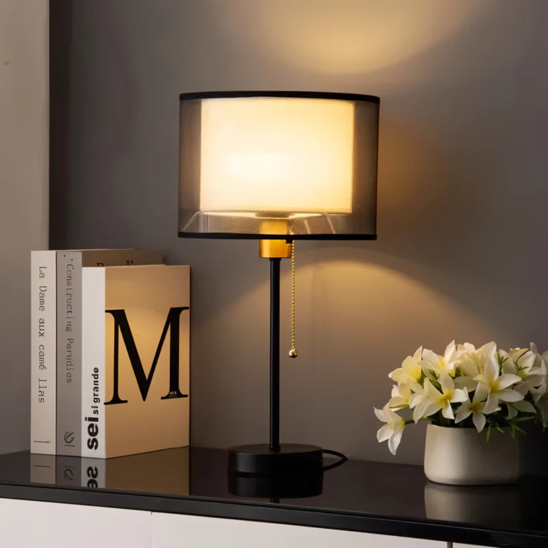 Lumis Table Lamp with Double Fabric Shade | Modern Vintage Design | Meowbutter