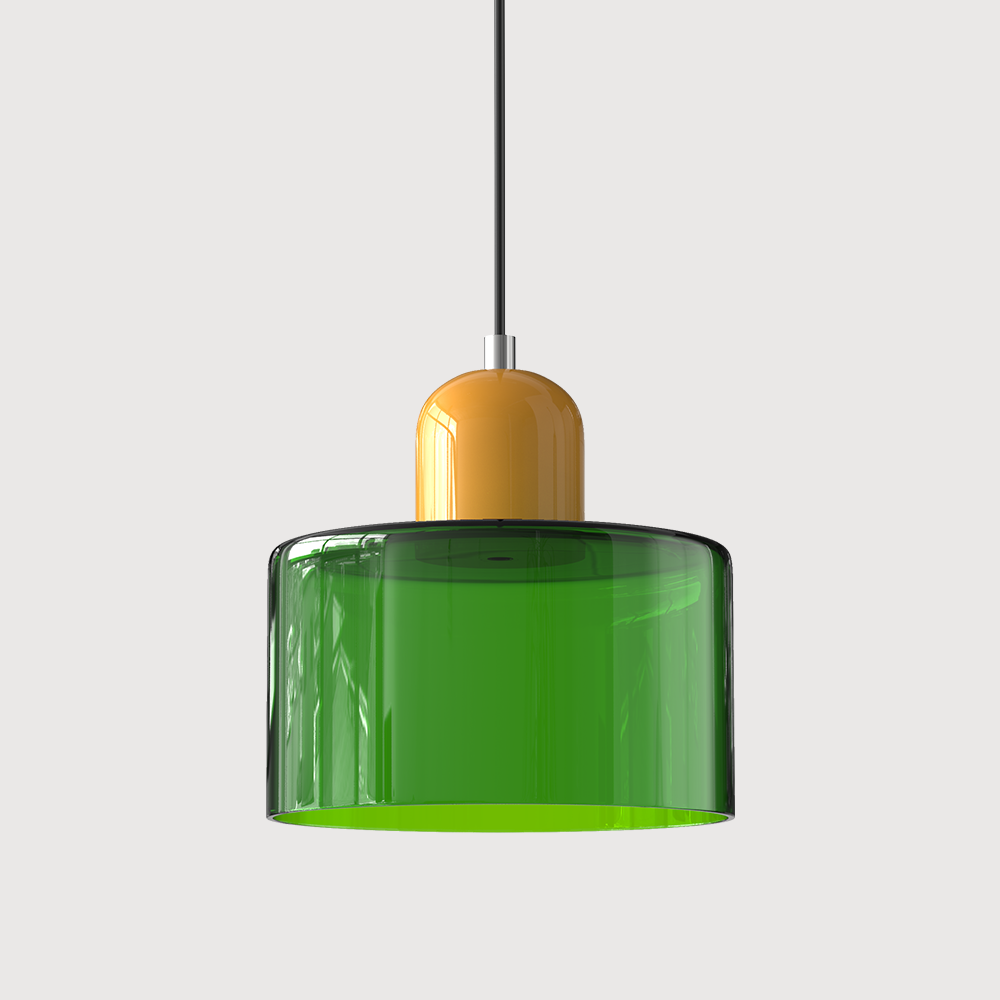 Bauhaus Glass Pendant Light — Vibrant Modernist Colored Shade