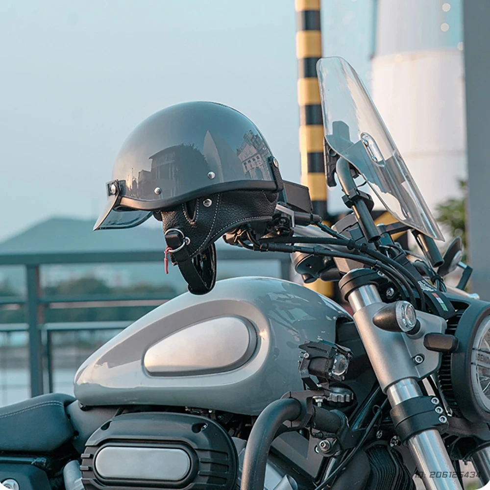 Premium Vintage Half Helmet – DOT & ECE Approved Motorcycle Helmet with Visor - Meowbutter