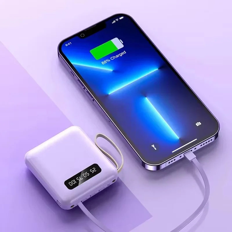 4 az 1-ben Power Bank - USB-C Gyors Töltés - 10000 és 20000mAh - Fekete, Fehér és Lila | meowbutter