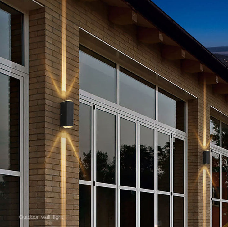 Rechteckige wasserdichte LED-Wandleuchte – schwarze Außenleuchte aus massivem Aluminium