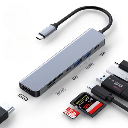 Adapter wieloportowy USB-C - HDMI - USB - czytnik kart SD - kompatybilny z MacBookiem | meowbutter