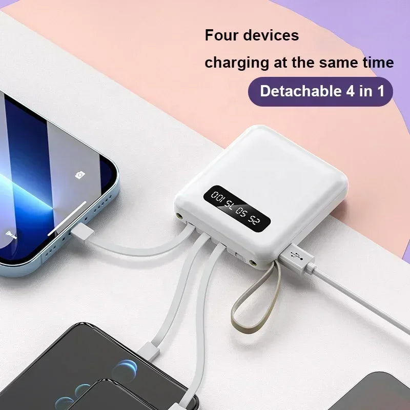 4 az 1-ben Power Bank - USB-C Gyors Töltés - 10000 és 20000mAh - Fekete, Fehér és Lila | meowbutter