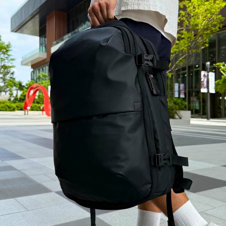 Carry-On Sized Expandable Compression Backpack With 180-Degree Opening And Shoe Compartment