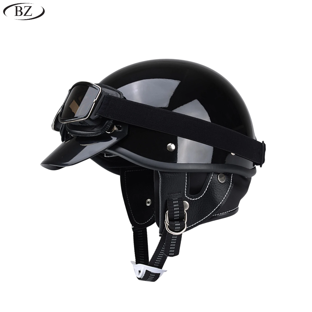 Premium Vintage Half Helmet – DOT & ECE Approved Motorcycle Helmet with Visor - Meowbutter