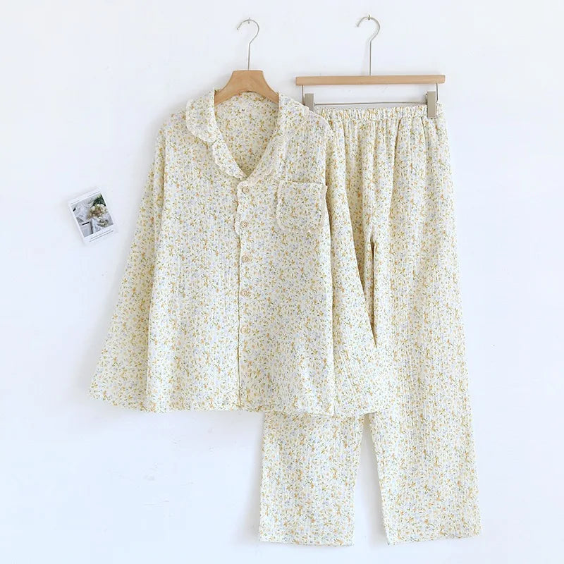 The Bloom Floral Pajama Set In Breathable Muslin Cotton