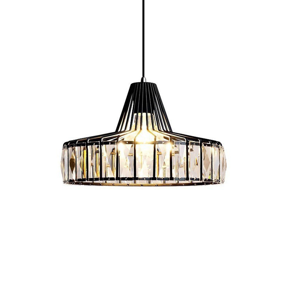 Modern Black Crystal Pendant Light | Elegant Hanging Fixture | Meowbutter