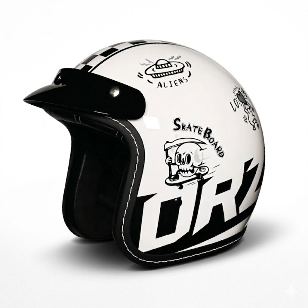 Vintage Open Face Motorcycle Helmet – All-Season Comfort & Protection - Meowbutter