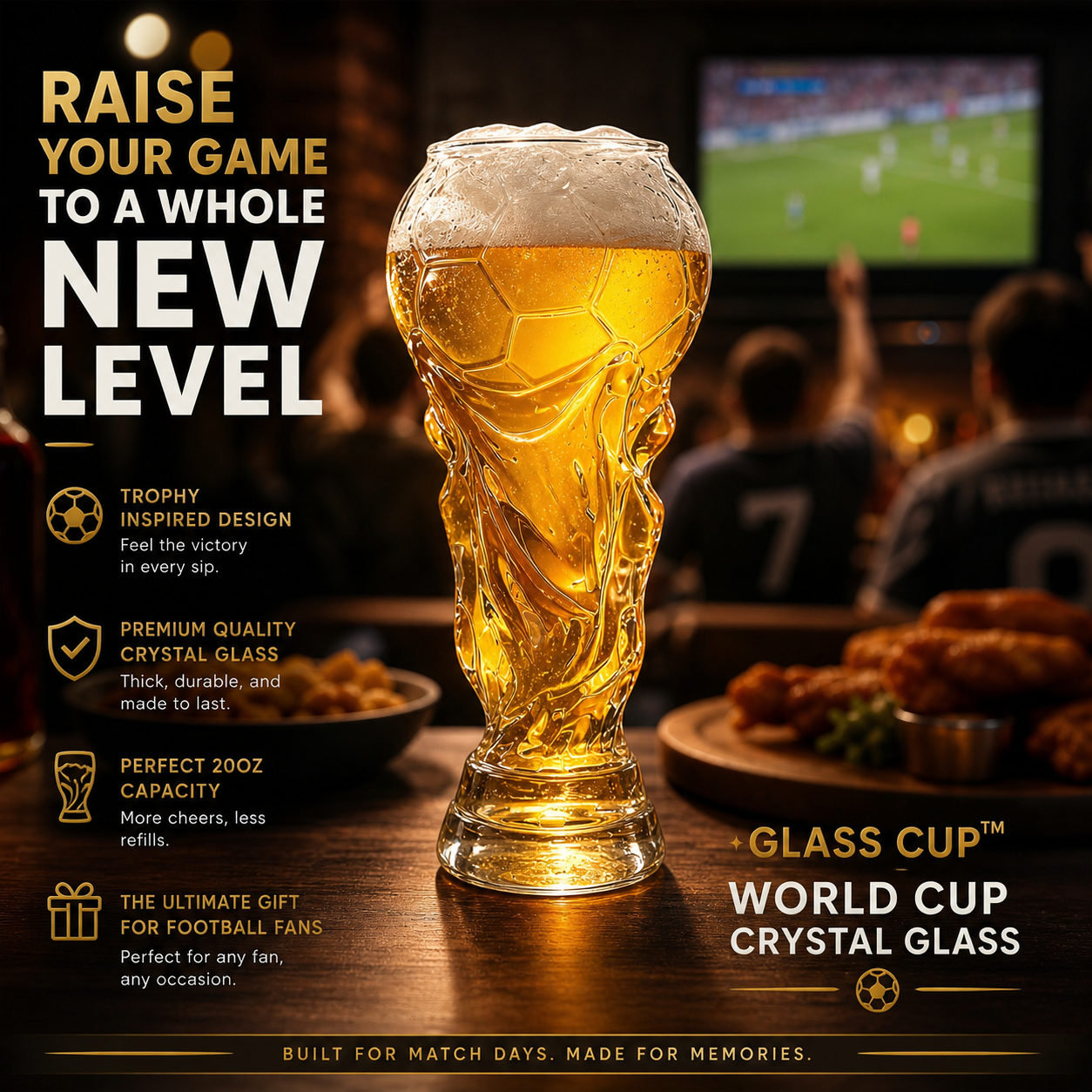World Cup Themed Glass For Football Lovers Elegant Crystal Drinkware Gift