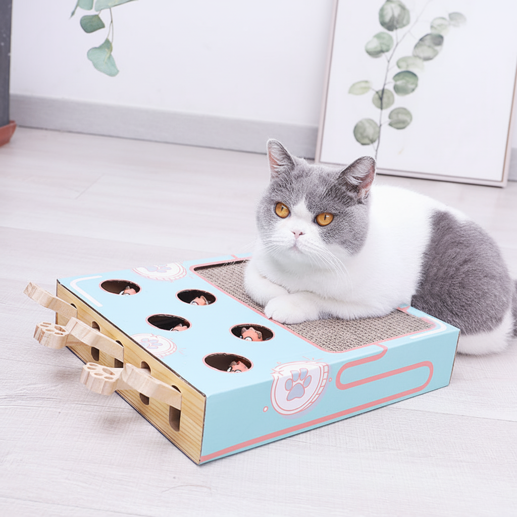 Puzzle modulaire pour chat — Griffoir résistant avec jouet interactif intégré