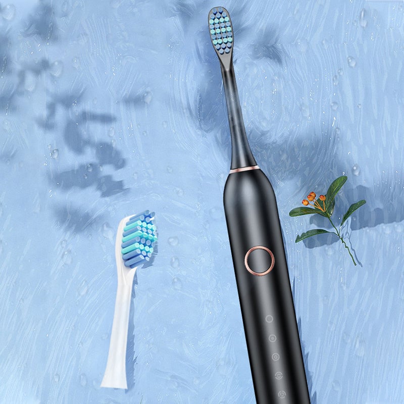 Sonic Electric Toothbrush - 4 Brush Heads & Storage Box - Rechargeable Adult Design | meowbutter