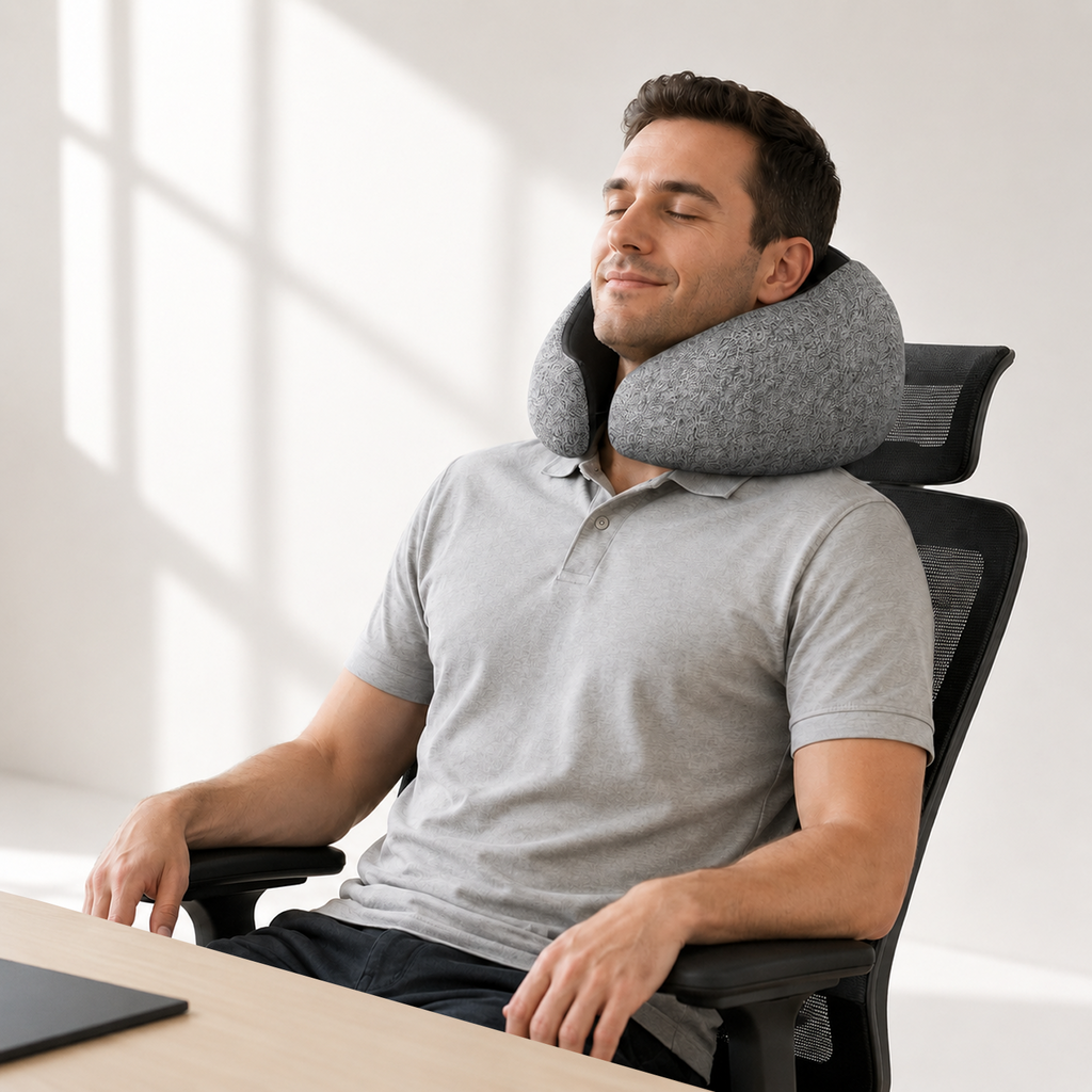 Wearable EMS Heated Neck Pillow for Tension Relief, Posture Support, and Daily Comfort