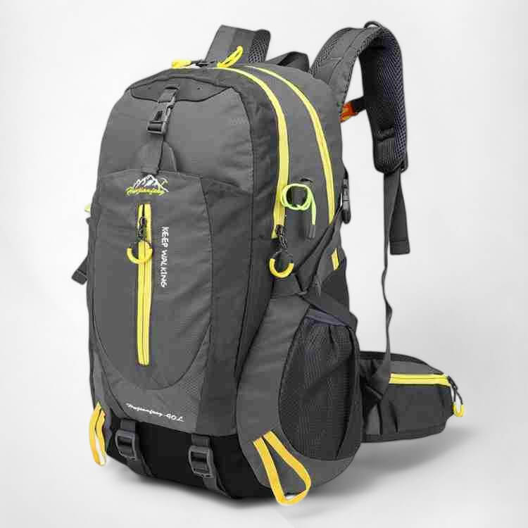 40L Waterproof Hiking Backpack - Adjustable Straps - Padded Back Panel - Blue, Black & Grey | meowbutter