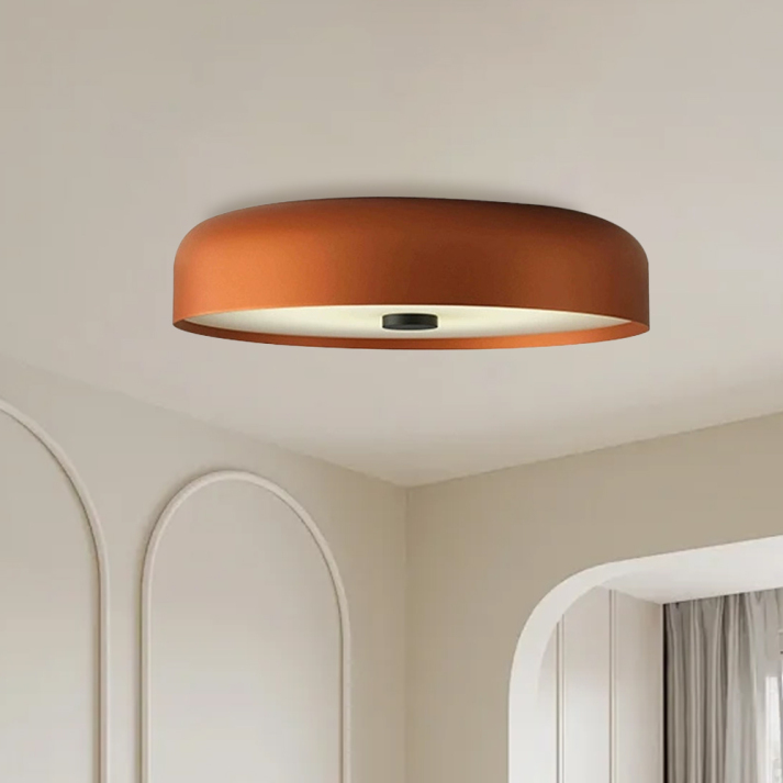 Candeeiro de teto LED nórdico retro de montagem rente — estrutura metálica, difusor de acrílico