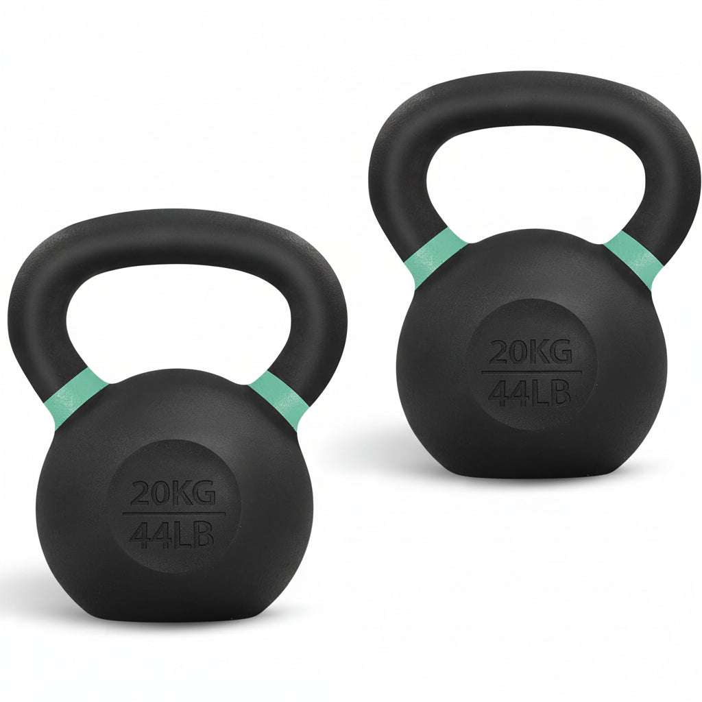 Kettlebell i støbejern — solid konstruktion i ét stykke, pulverlakeret overflade