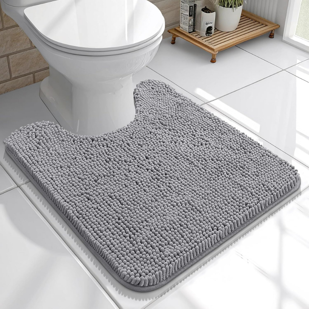 Tappeto da bagno assorbente in ciniglia — superficie soffice, retro testurizzato antiscivolo