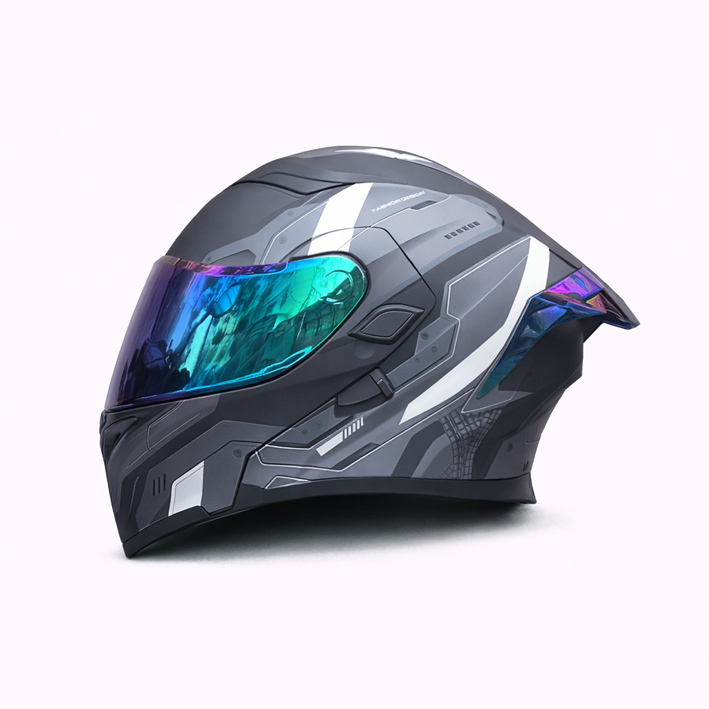 Kask motocyklowy ORZ Z-169 z podnoszoną szczęką, pełna osłona twarzy, podwójna szyba, zatwierdzony przez DOT i ECE - Meowbutter