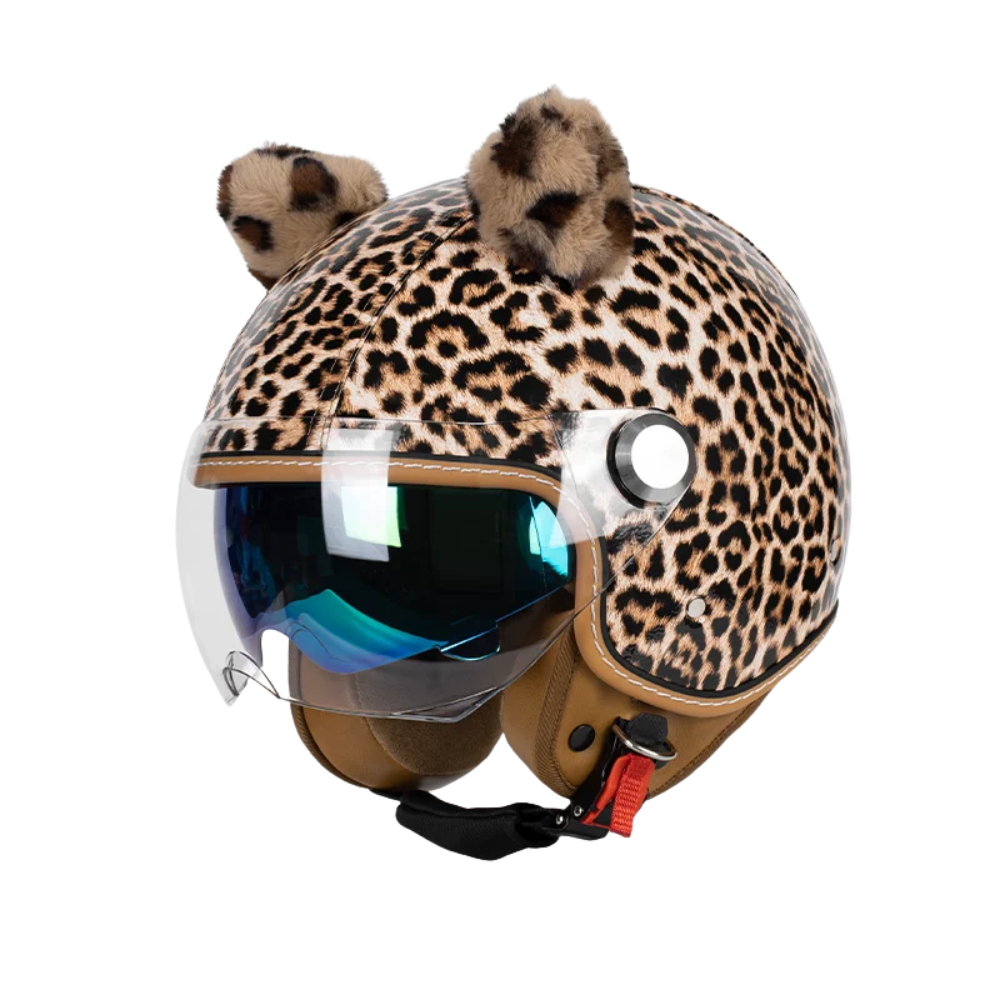 Casco Retro Jet 3/4 – Cara Abierta con Doble Visera Aprobado DOT/ECE - Meowbutter