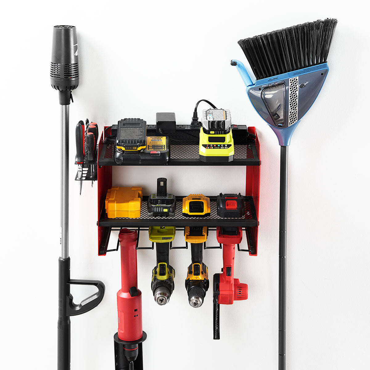 Wall-Mounted Tool Organizer — 8-Outlet Power Station, Storage Shelf, 6-Foot Cable