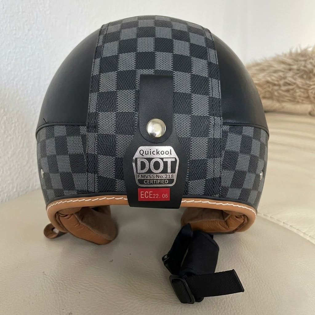Casco Retro Jet 3/4 – Cara Abierta con Doble Visera Aprobado DOT/ECE - Meowbutter