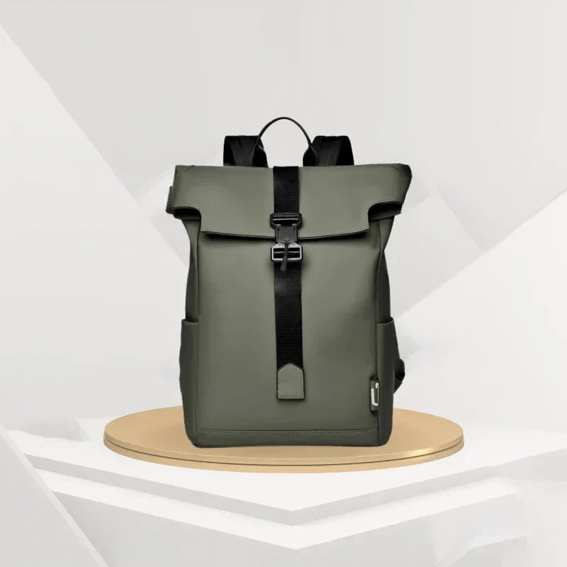 Zaino da viaggio impermeabile - Porta di ricarica USB - Scomparto per laptop - Nero, grigio e verde | meowbutter