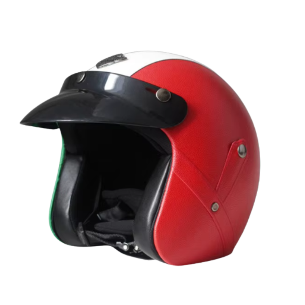 Casco Abierto de Cuero Vintage Premium - Aprobado por DOT y ECE - Meowbutter