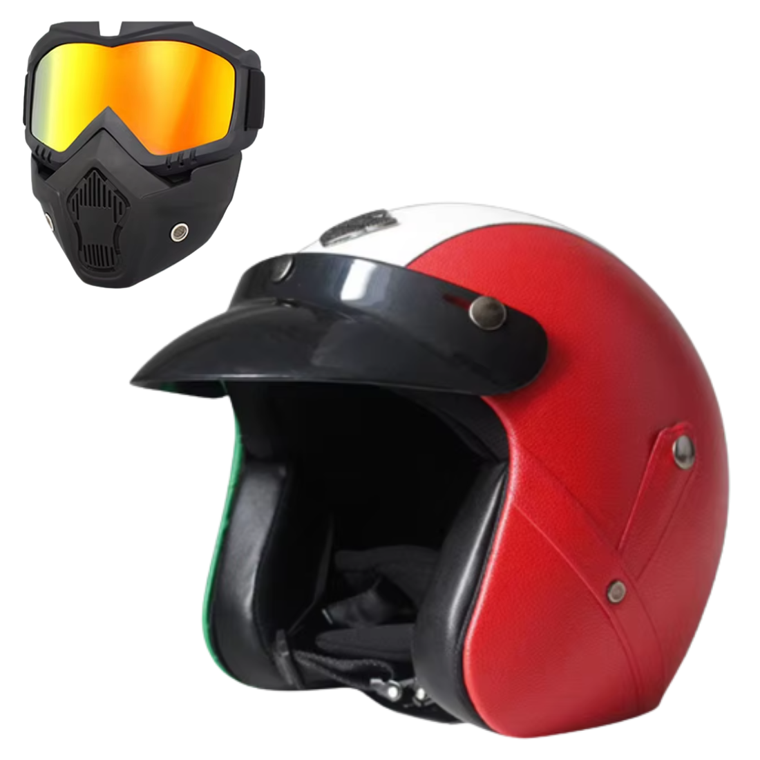 Casco Abierto de Cuero Vintage Premium - Aprobado por DOT y ECE - Meowbutter