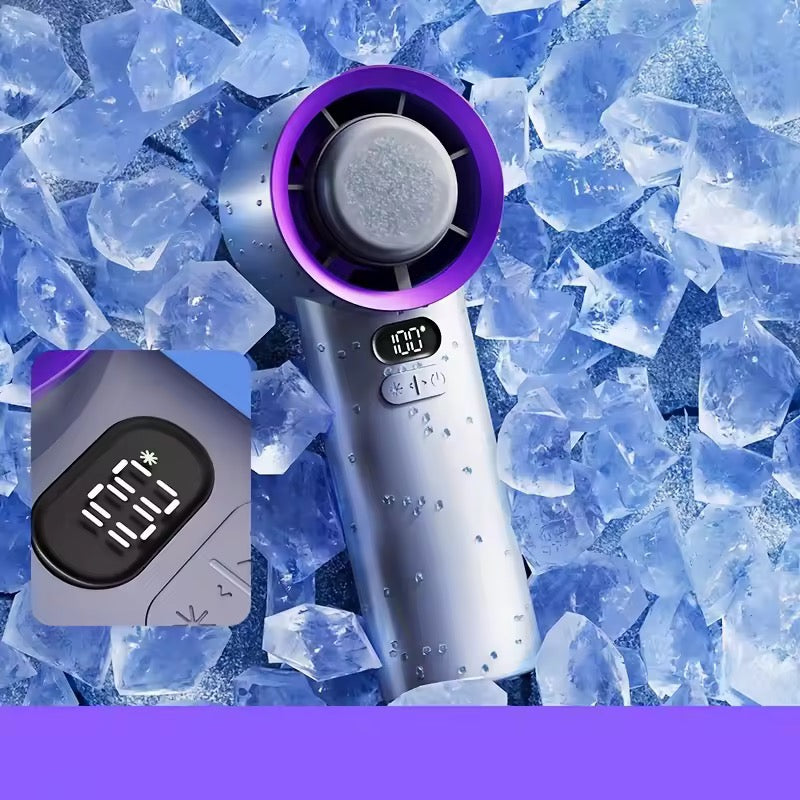 Přenosný ruční ventilátor - 3 rychlosti - USB dobíjecí - 2400mAh a 3600mAh - fialová a bílá | meowbutter