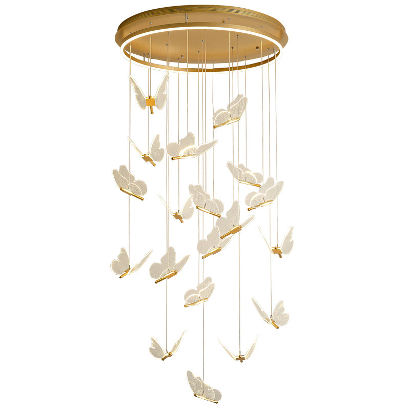 Maribel 3D Butterfly Spiral Chandelier in Iron and Acrylic | Orntli