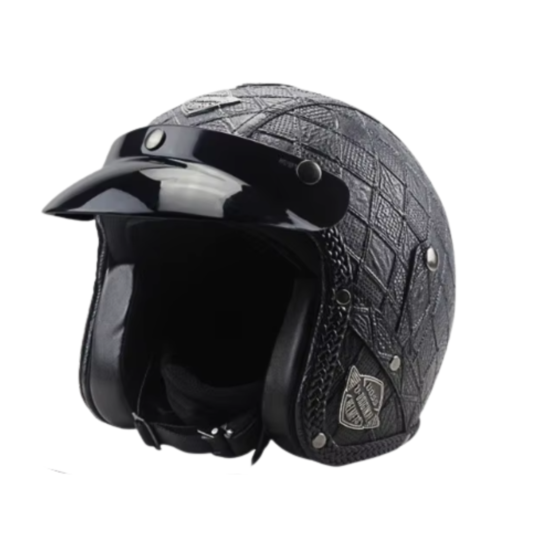 Casco Abierto de Cuero Vintage Premium - Aprobado por DOT y ECE - Meowbutter