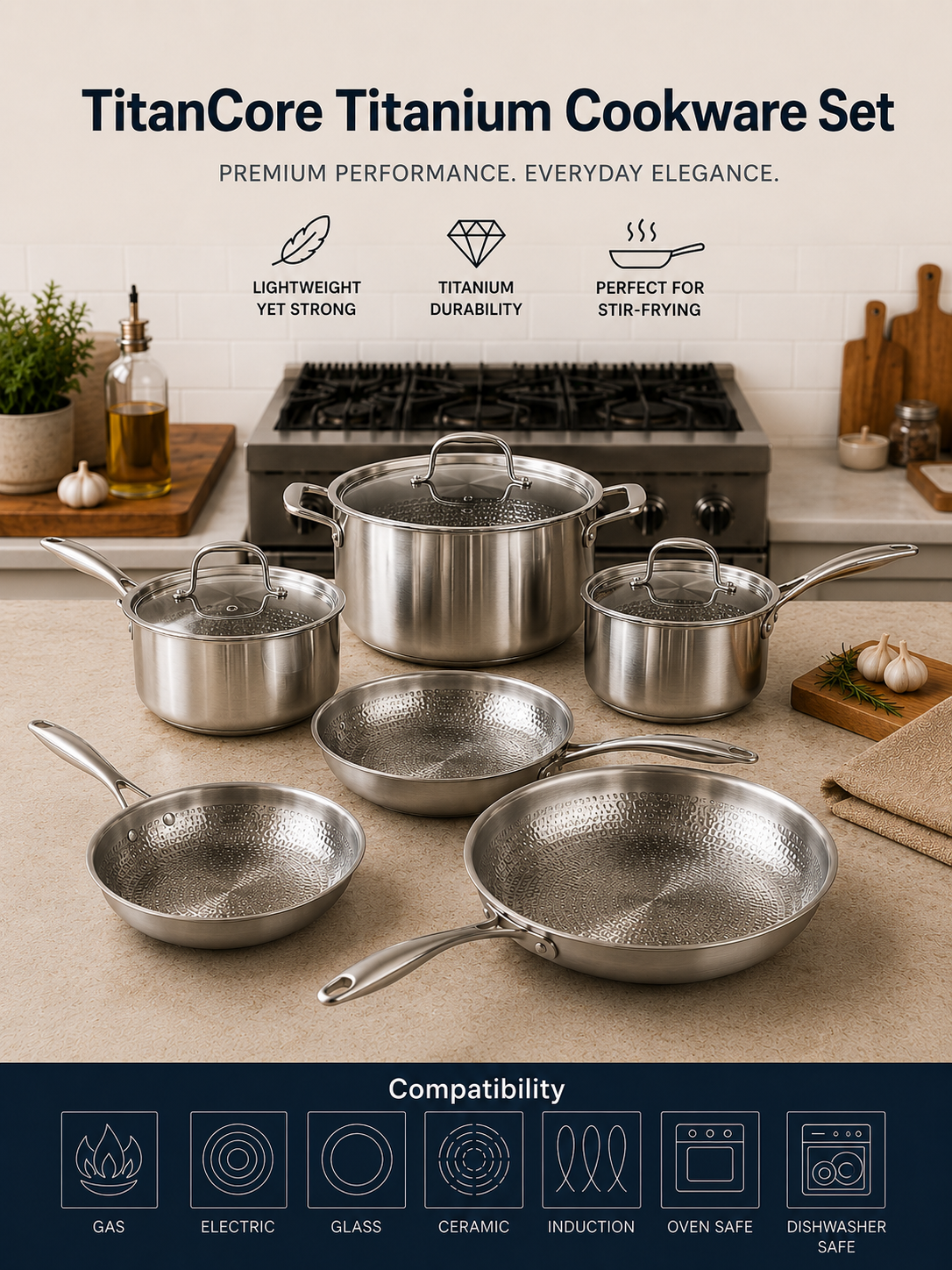 Premium Titanium Cookware Set for Effortless Cooking and Lifetime Durability
