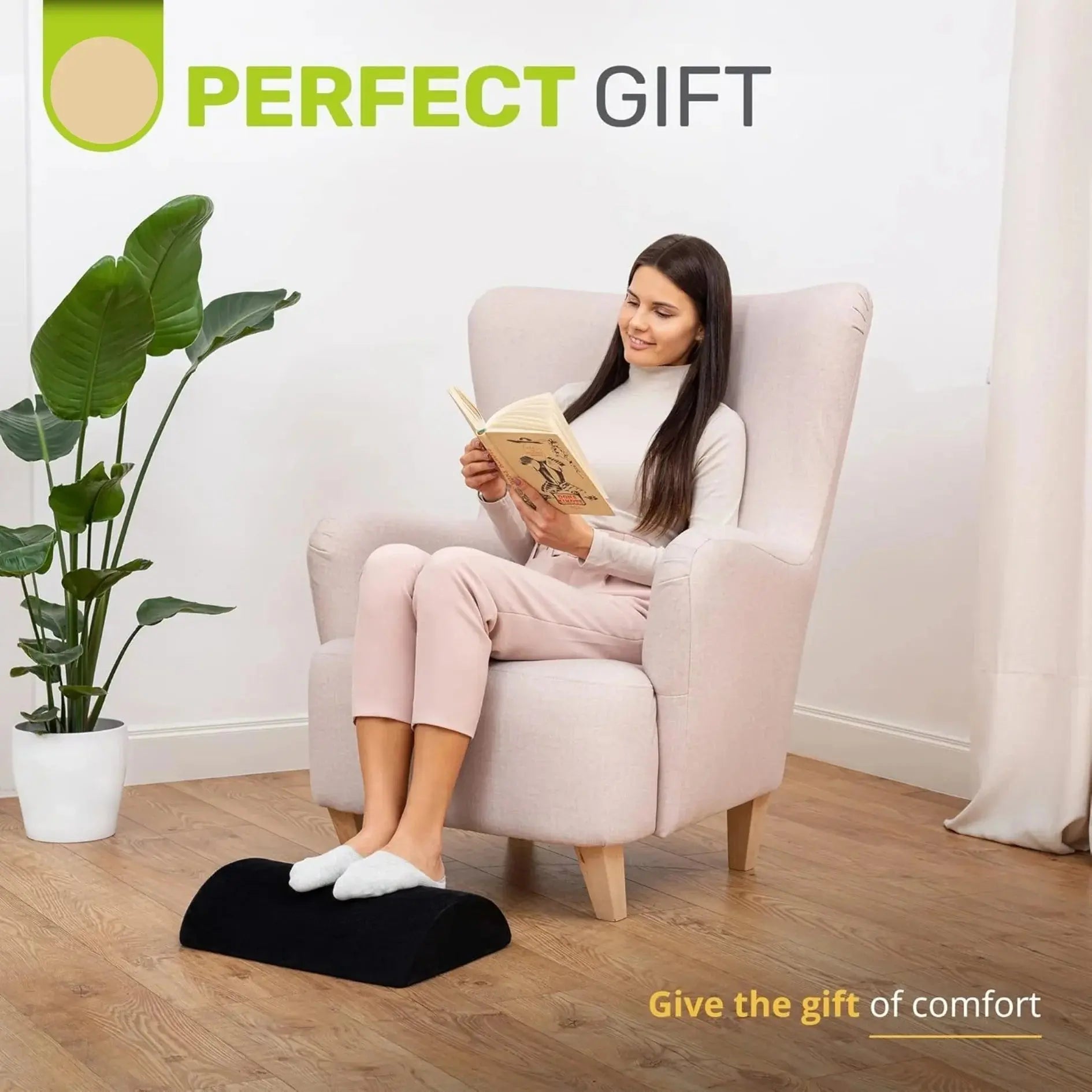 Foot Rest For Desk Use With Plush Velvet Cover