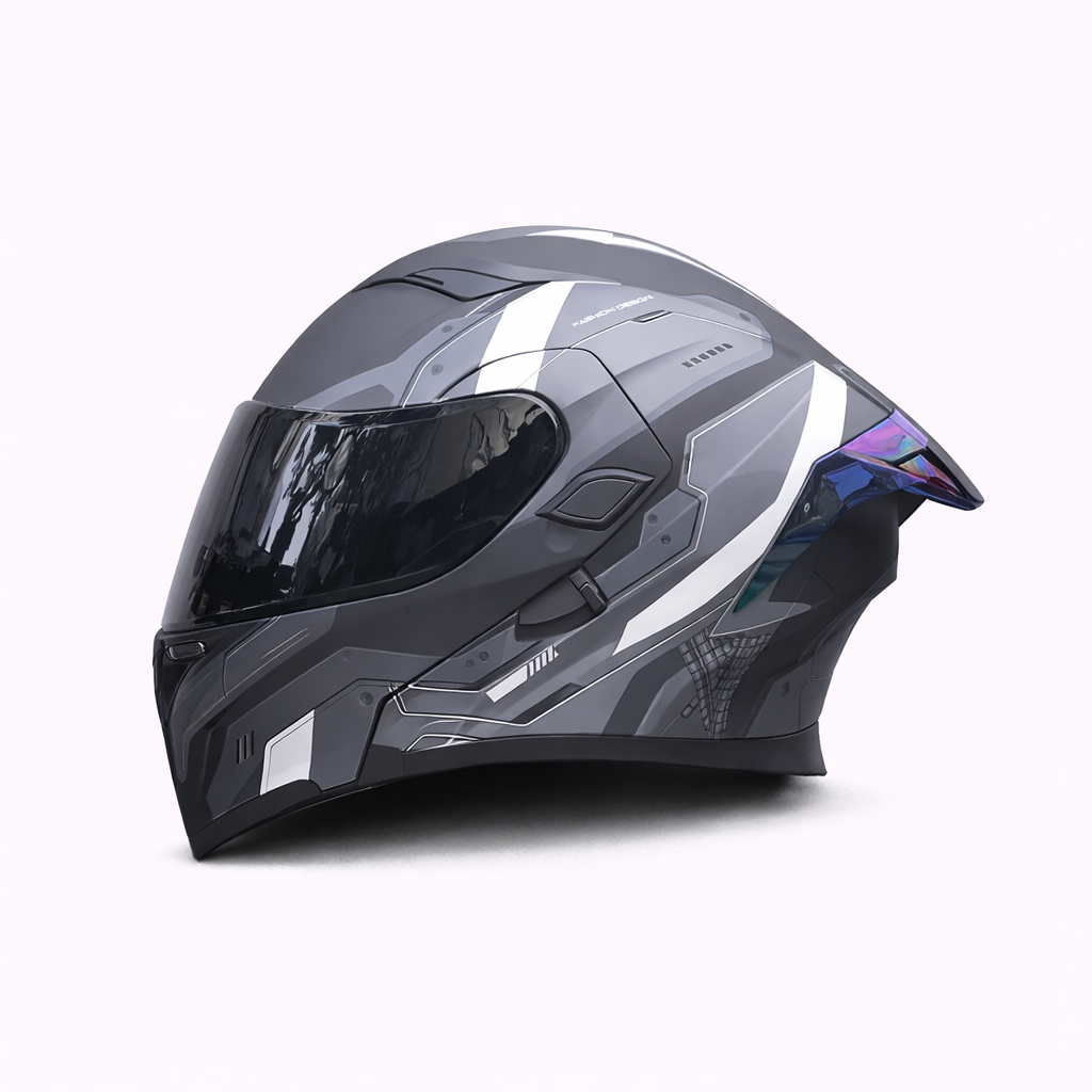 Kask motocyklowy ORZ Z-169 z podnoszoną szczęką, pełna osłona twarzy, podwójna szyba, zatwierdzony przez DOT i ECE - Meowbutter