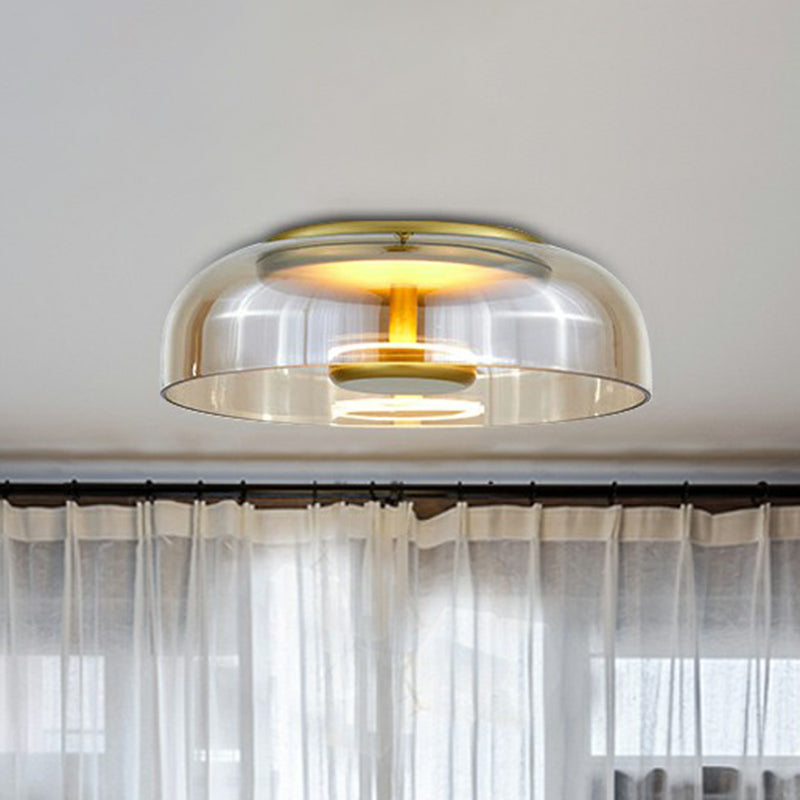 Sufitowa lampa LED z bursztynowego i dymnoszarego szkła