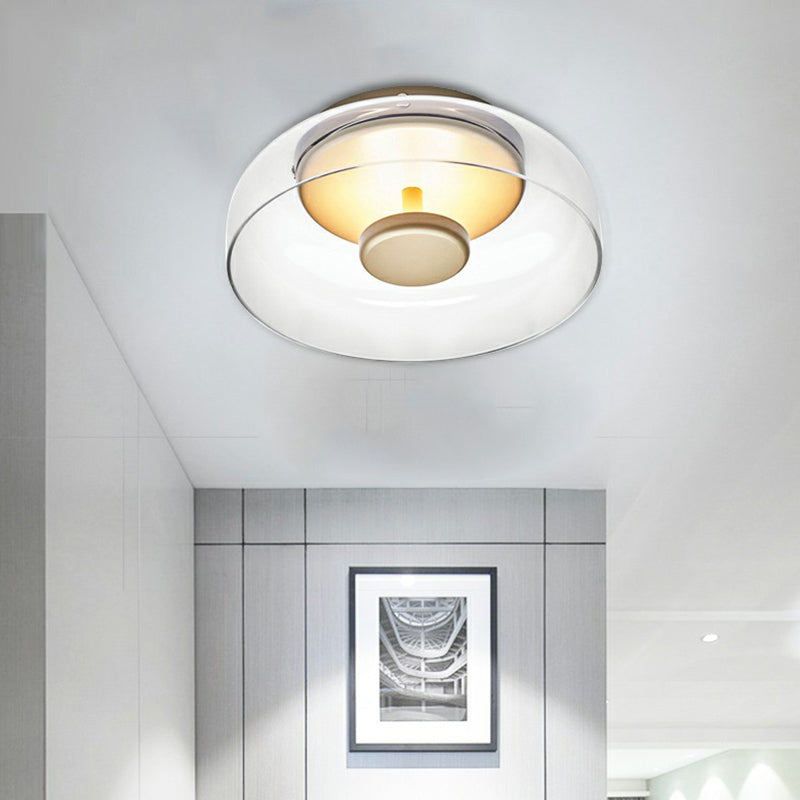 Sufitowa lampa LED z bursztynowego i dymnoszarego szkła
