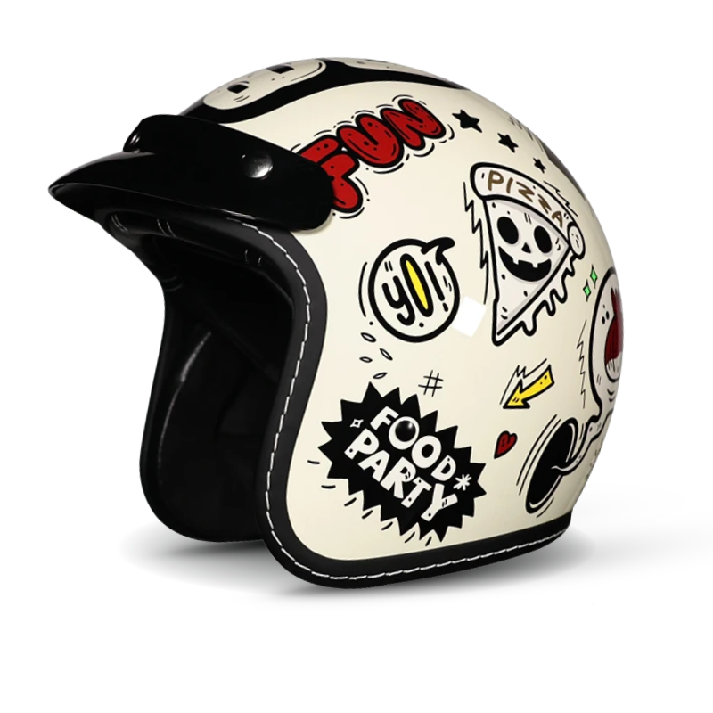 Vintage Open Face Motorcycle Helmet – All-Season Comfort & Protection - Meowbutter