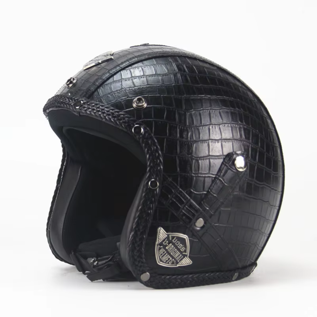Casco Abierto de Cuero Vintage Premium - Aprobado por DOT y ECE - Meowbutter