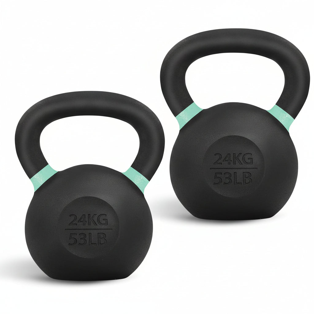 Kettlebell i støbejern — solid konstruktion i ét stykke, pulverlakeret overflade