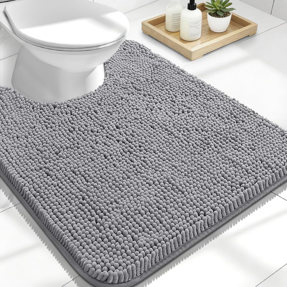 Tappeto da bagno assorbente in ciniglia — superficie soffice, retro testurizzato antiscivolo