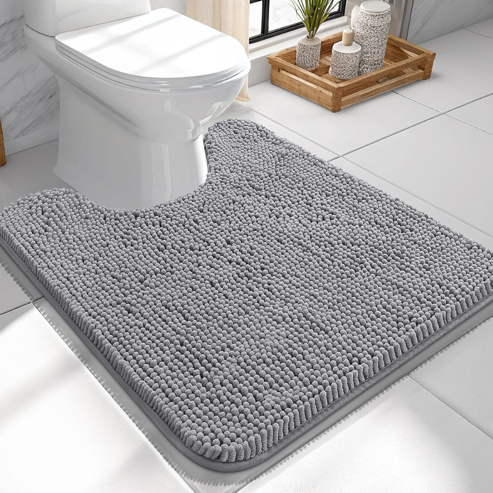 Tappeto da bagno assorbente in ciniglia — superficie soffice, retro testurizzato antiscivolo