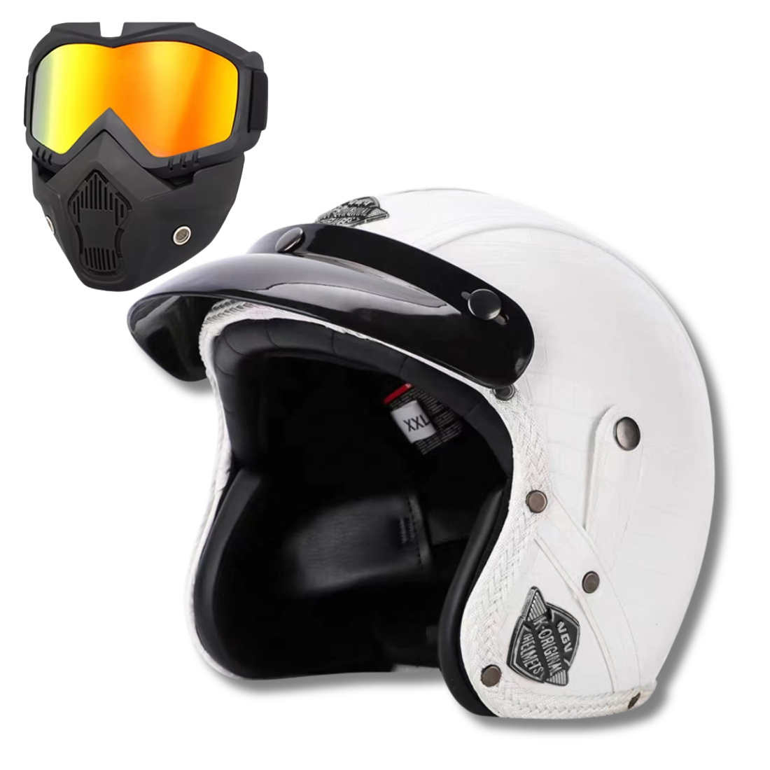 Casco Abierto de Cuero Vintage Premium - Aprobado por DOT y ECE - Meowbutter
