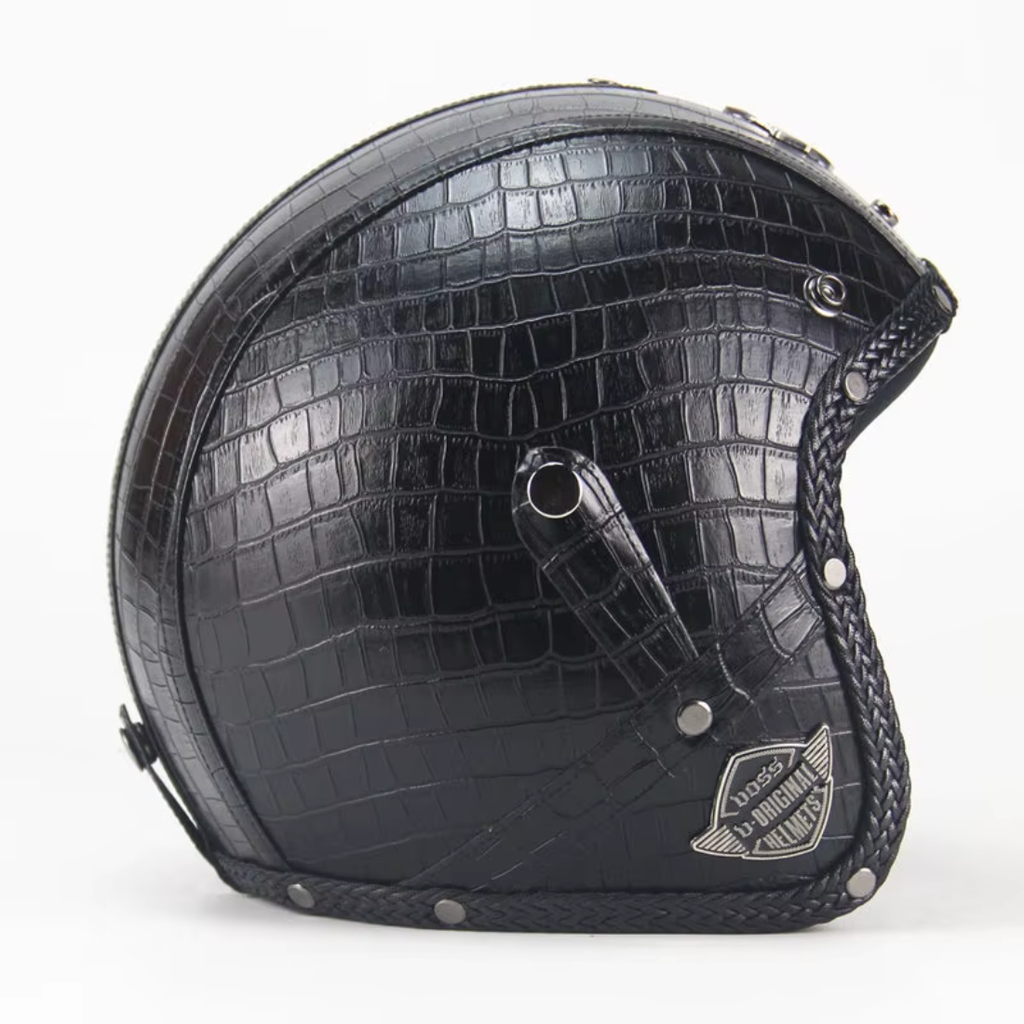 Casco Abierto de Cuero Vintage Premium - Aprobado por DOT y ECE - Meowbutter