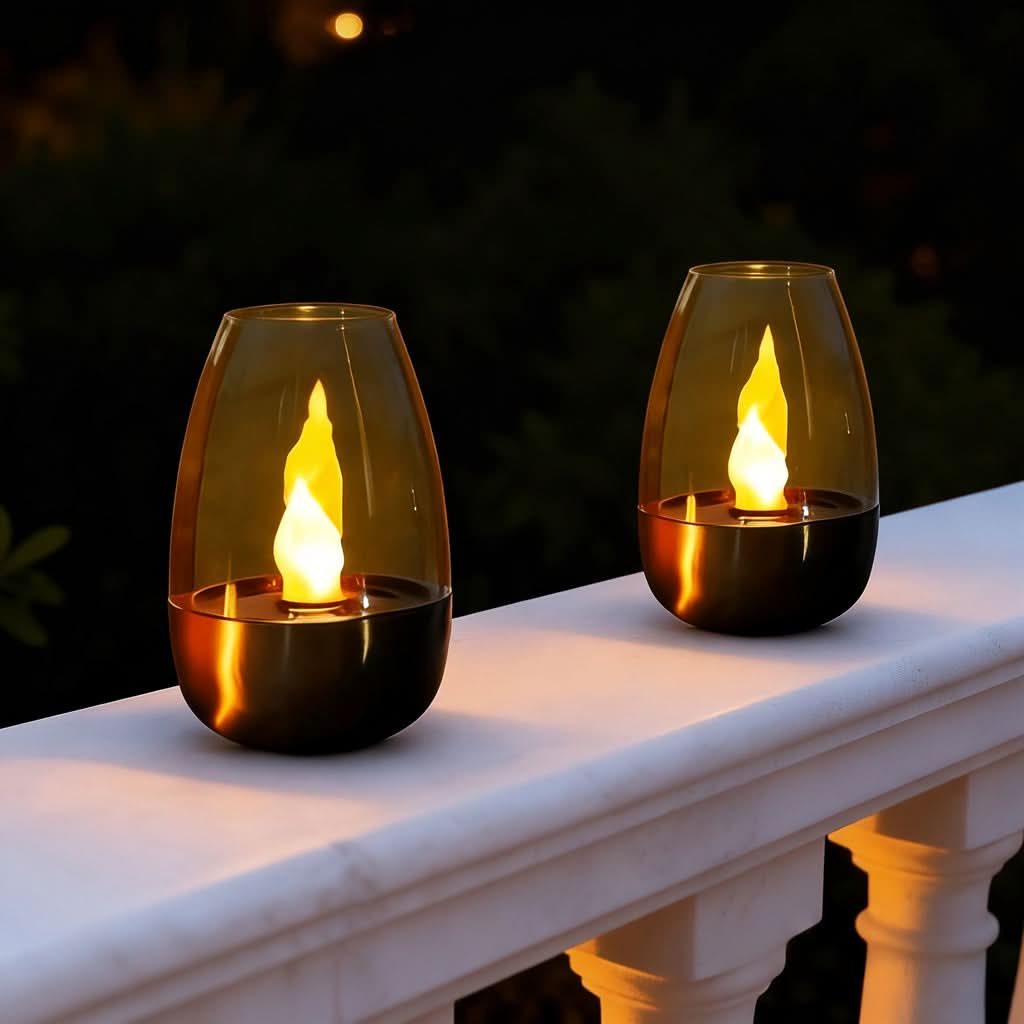 Solar LED Stainless Steel Candle Light with Simulated Flame | meowbutter
